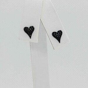 Brand New Sterling Silver 925 black Rhodium Heart Earrings